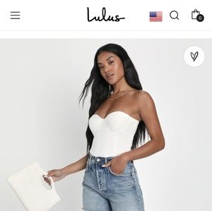 Lulu's ivory strapless bustier bodysuit